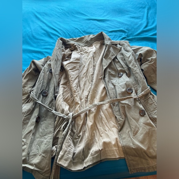 Old Navy 3X Double Breasted Army Green Waist Length Trench Coat - Picture 7 of 14